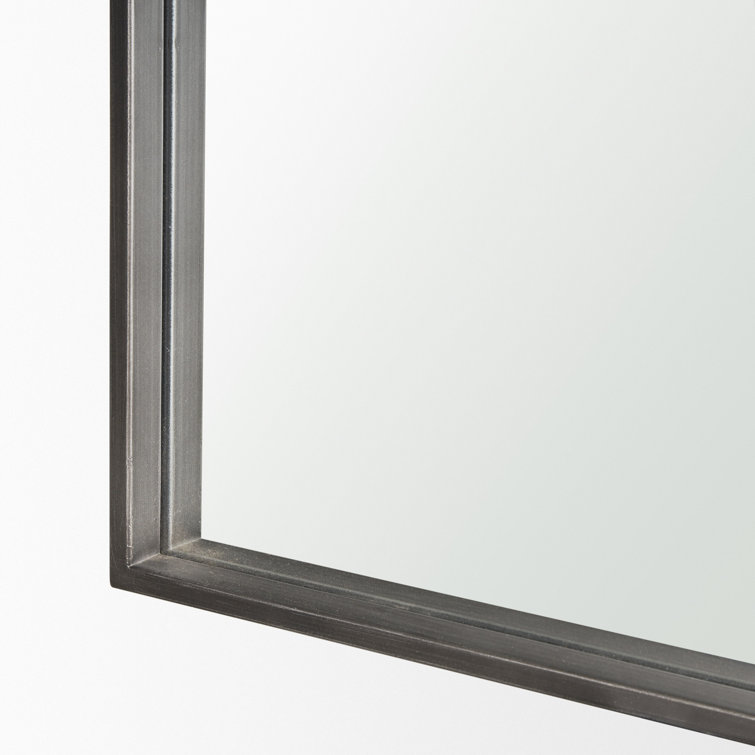 Tall Black Metal Arched Mirror with Sleek Design