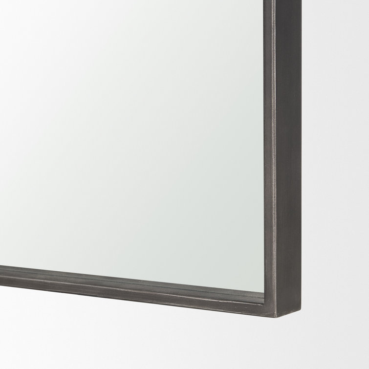 Tall Black Metal Arched Mirror with Sleek Design