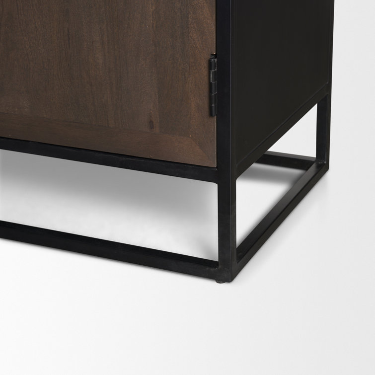 Dark Brown Mango Wood and Iron Arched Curio Cabinet