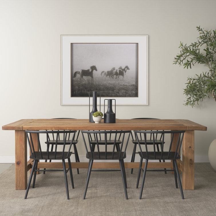 Nonnie Natural Brown Solid Pine Rectangular Trestle Dining Table
