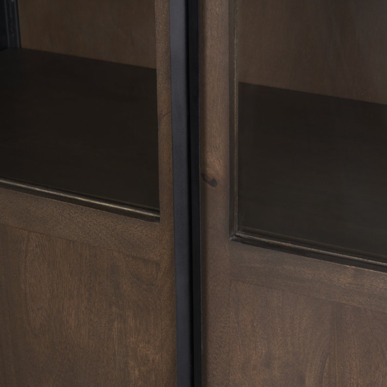 Dark Brown Mango Wood and Iron Arched Curio Cabinet
