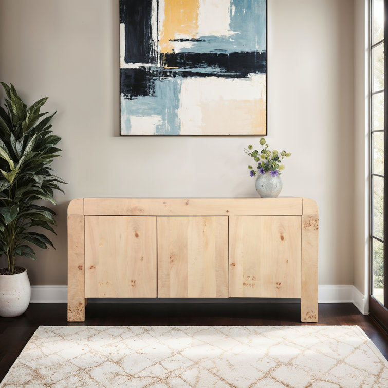 Natural Burl Wood 60" Sideboard with Veneer Finish