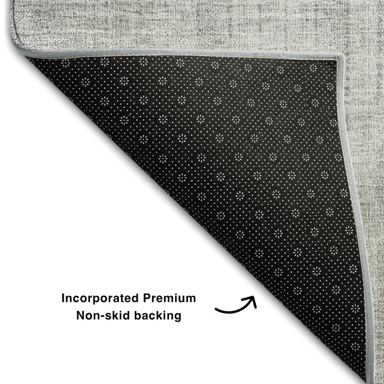 Gray Rectangular Microfiber Machine Washable Rug, 46" x 30"