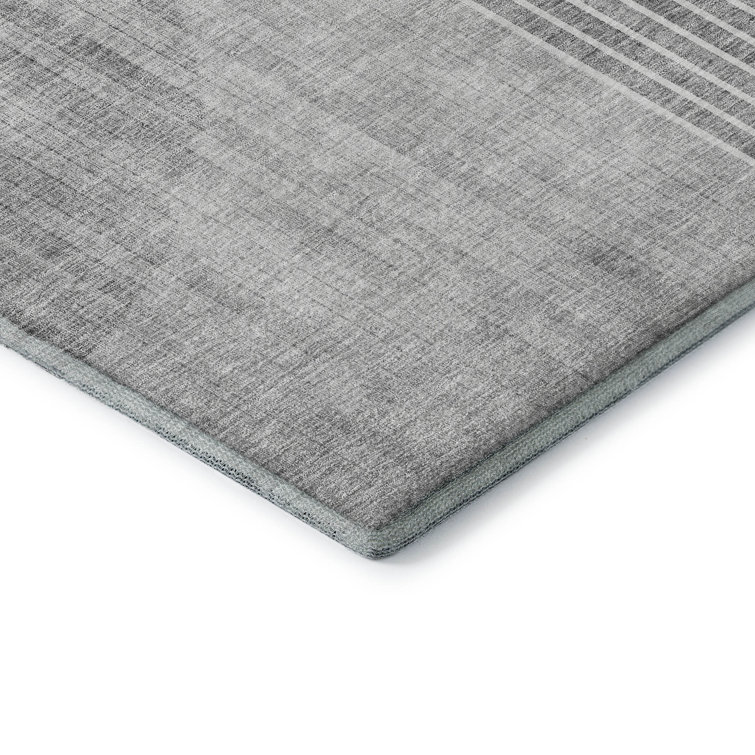 Gray Rectangular Microfiber Machine Washable Rug, 46" x 30"