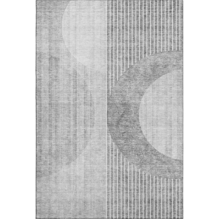 Gray Rectangular Microfiber Machine Washable Rug, 46" x 30"