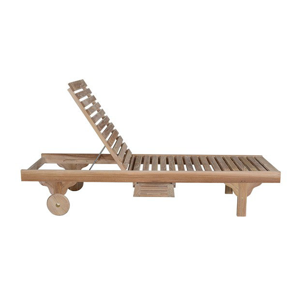 Capri Outdoor Teak Adjustable Chaise Lounge with Side Tray