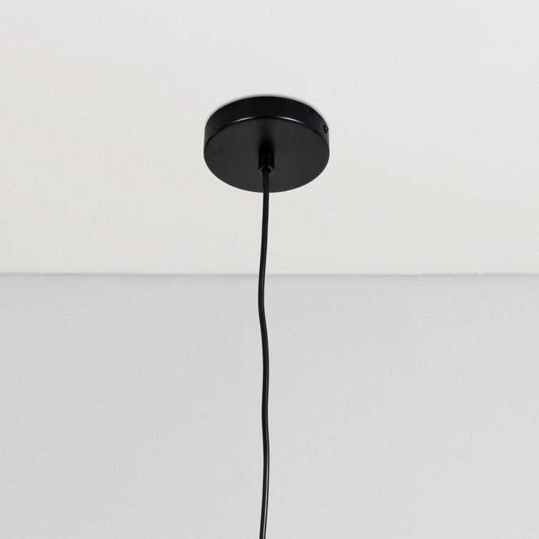 Estella Matte Black and Natural Rattan Pendant Light