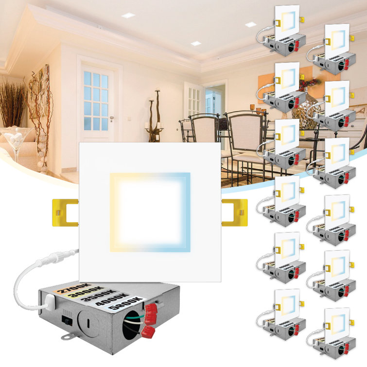 White 6-Inch Square Aluminum LED Recessed Lighting Kit