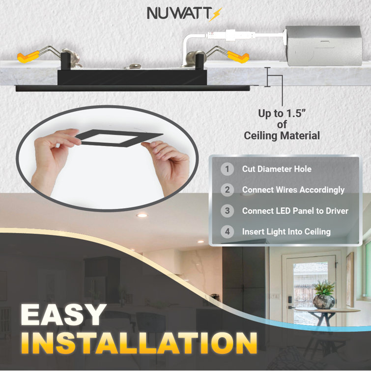 White 6-Inch Square Aluminum LED Recessed Lighting Kit