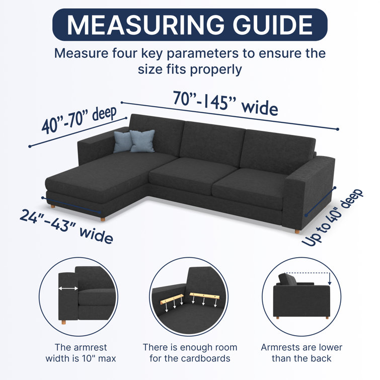 Light Gray Stretchy Microfiber Slipcover for Left Chaise Sectional Sofa