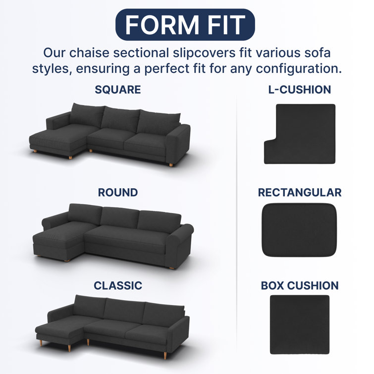 Light Gray Stretchy Microfiber Slipcover for Left Chaise Sectional Sofa