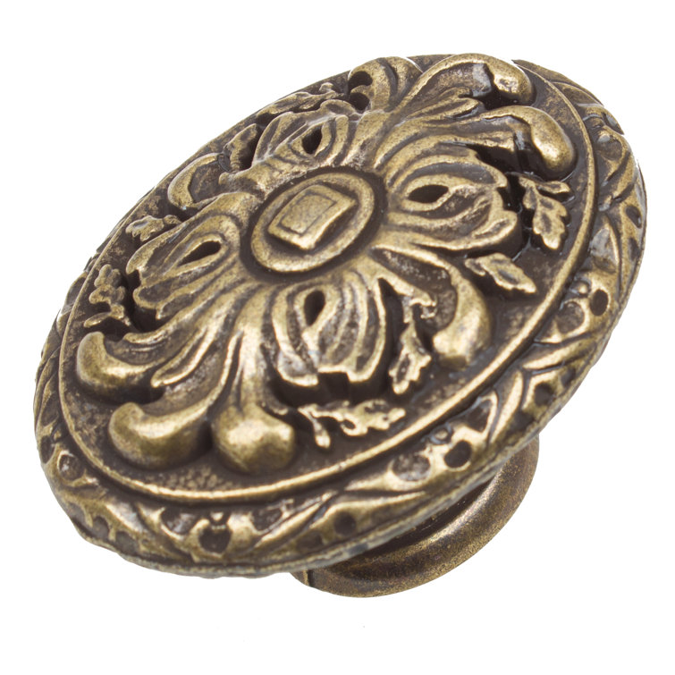 Antique Brass Ornate Oval Cabinet Knob Multipack
