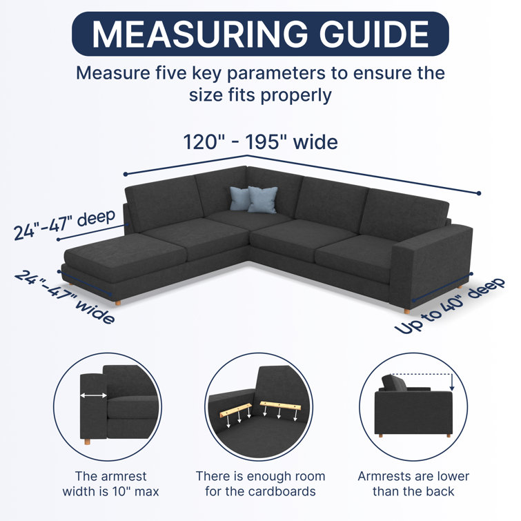 Dark Gray Stretchable Microfiber L-Shape Sofa Cover