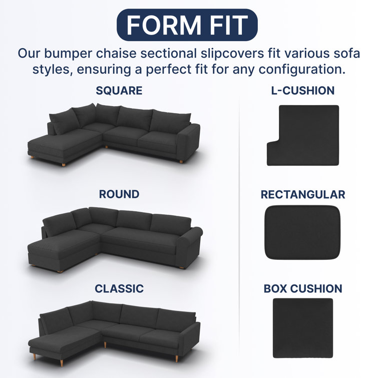 Dark Gray Stretchable Microfiber L-Shape Sofa Cover