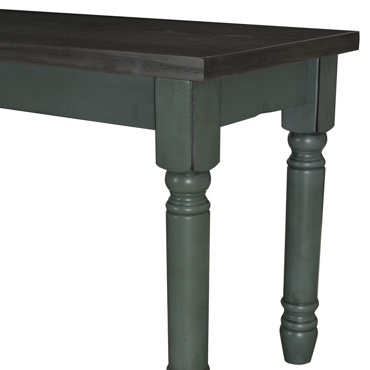 Willow 40" Teal Blue and Smoke Farmhouse Solid Wood Bench
