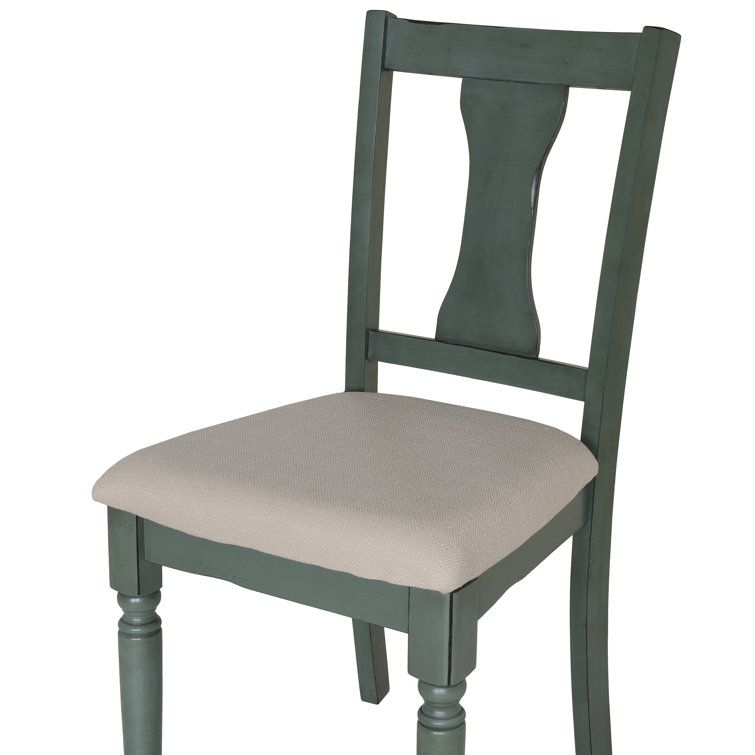 Teal Blue Willow Upholstered Side Chair with Turned Legs