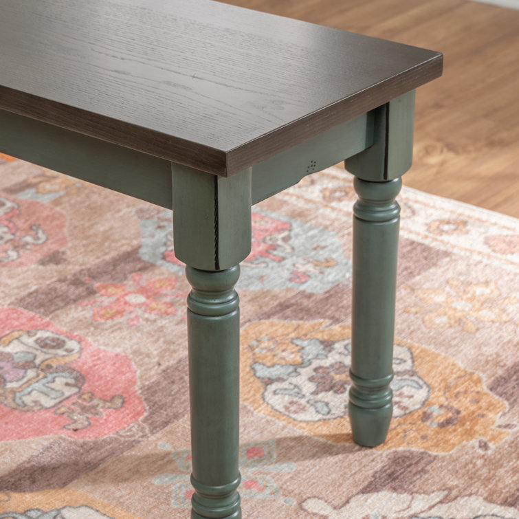 Willow 40" Teal Blue and Smoke Farmhouse Solid Wood Bench