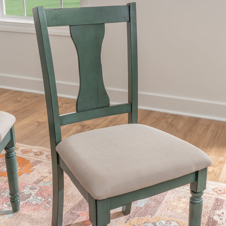 Teal Blue Willow Upholstered Side Chair with Turned Legs