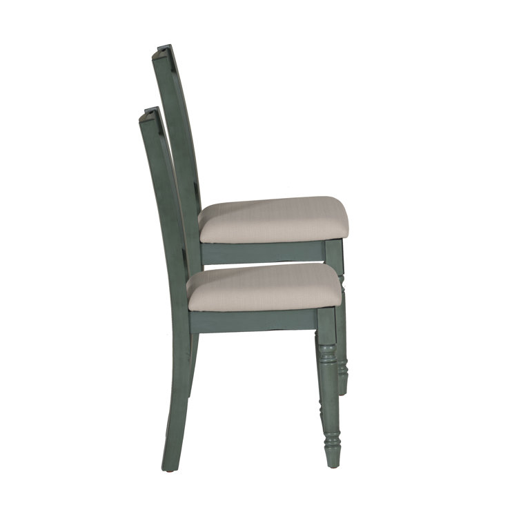 Teal Blue Willow Upholstered Side Chair with Turned Legs