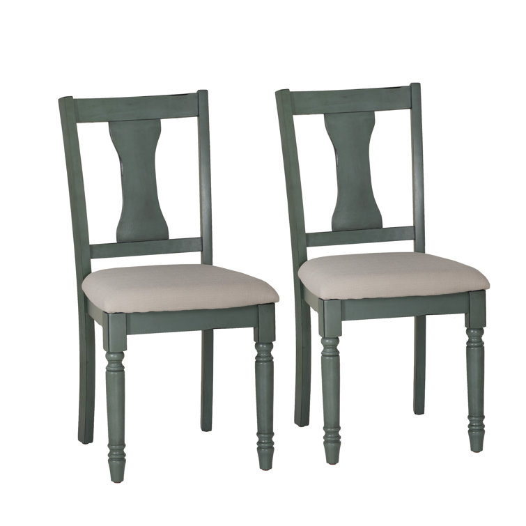 Teal Blue Willow Upholstered Side Chair with Turned Legs