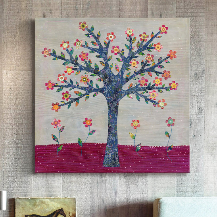 Colorful Floral Tree Landscape Canvas Art Print