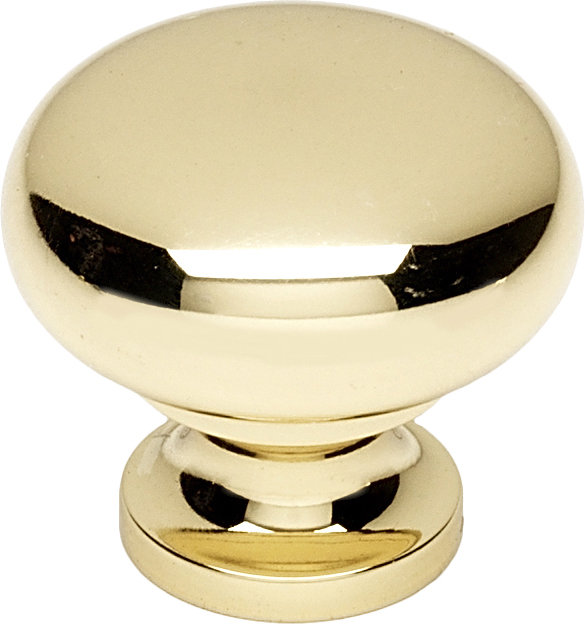 Polished Brass Round Mushroom Cabinet Knob with Mounting Hardware