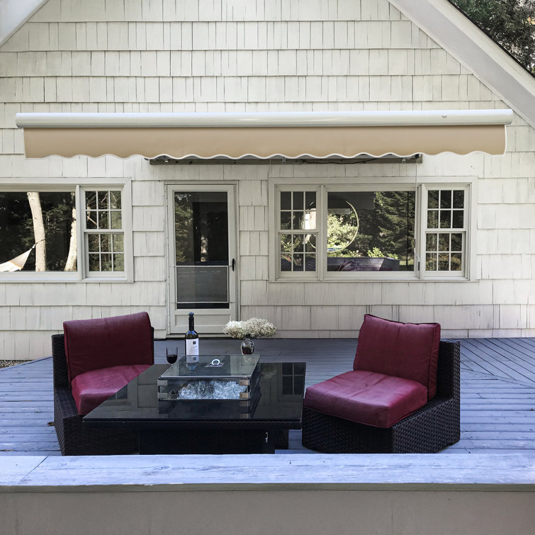 Forest Green and White Full-Cassette Manual Retractable Patio Awning, 10' x 8'