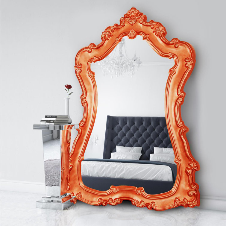 Ornate Champagne Silver Leaf Vertical Glass Mirror