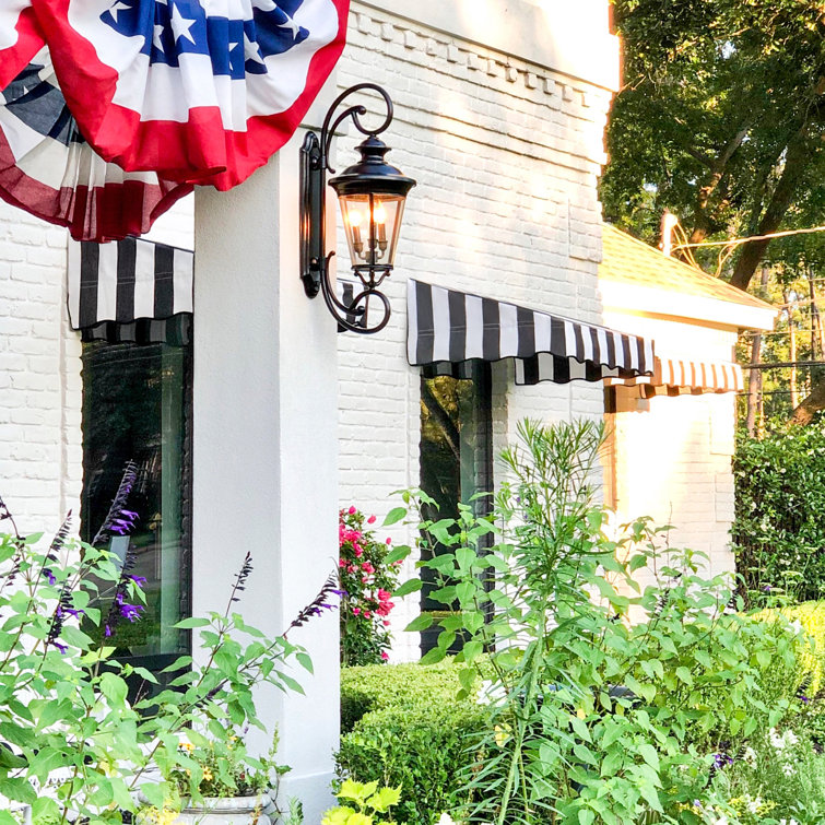 San Francisco Striped Blue and White Fabric Fixed Awning