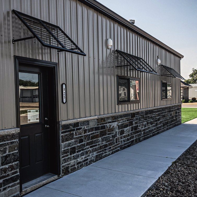Black Powder-Coated Metal Fixed Awning for Windows and Doors