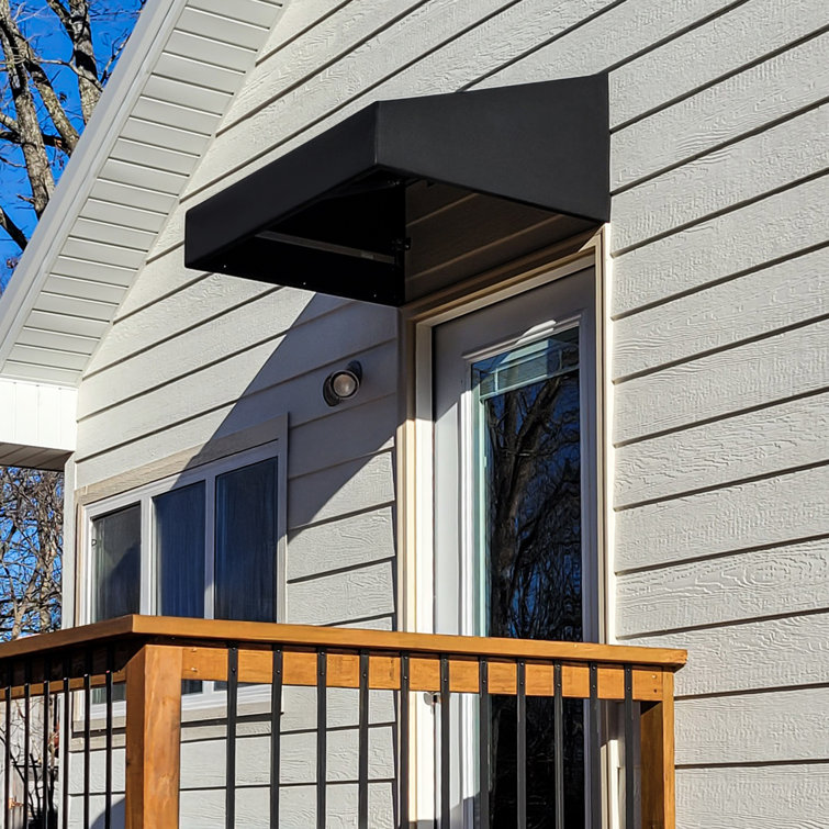 New Yorker Black Acrylic Fabric Fixed Awning with Aluminum Frame