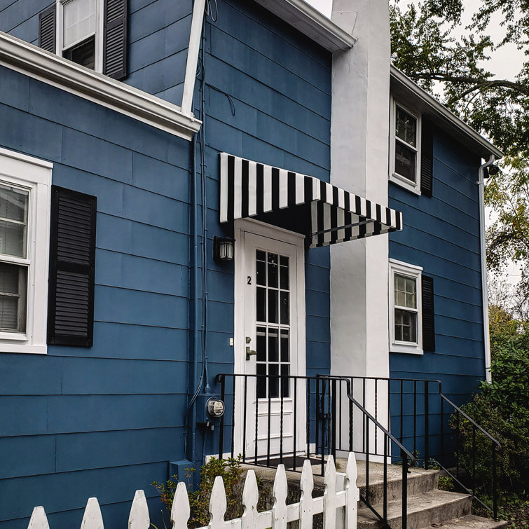 Off-White Aluminum and Fabric Slope Awning for Windows and Doors