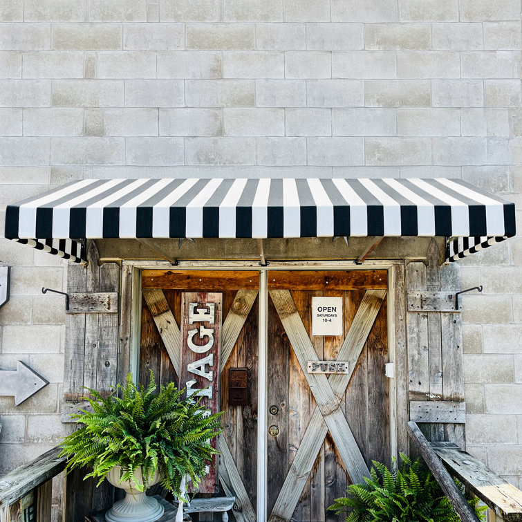 Off-White Aluminum and Fabric Slope Awning for Windows and Doors