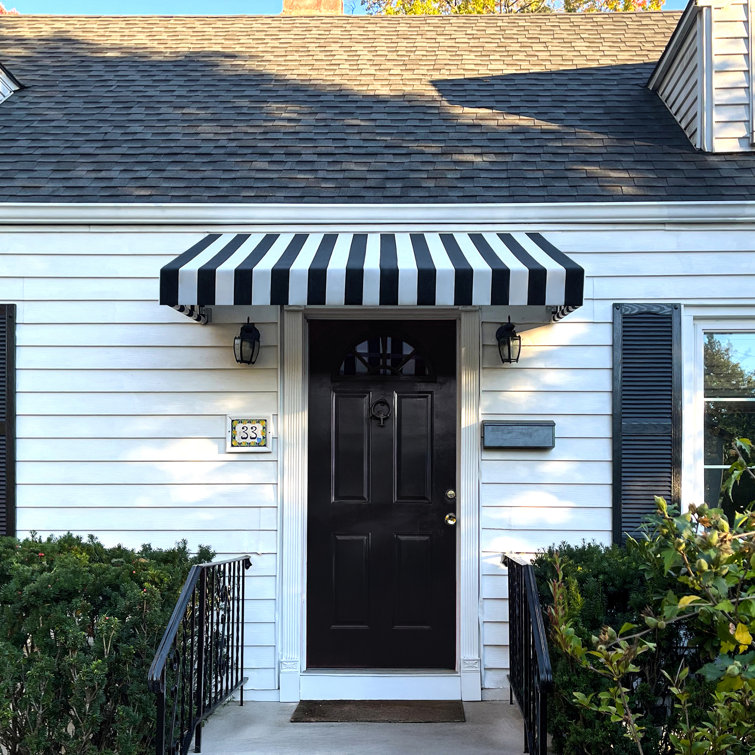 Off-White Aluminum and Fabric Slope Awning for Windows and Doors
