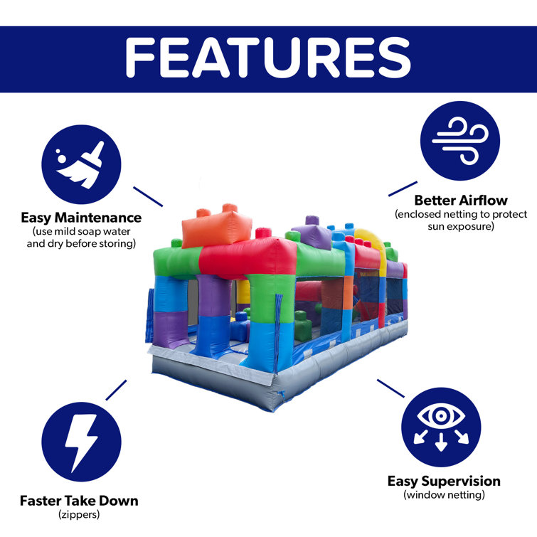 Colorful 20' Inflatable PVC Obstacle Course with Slide