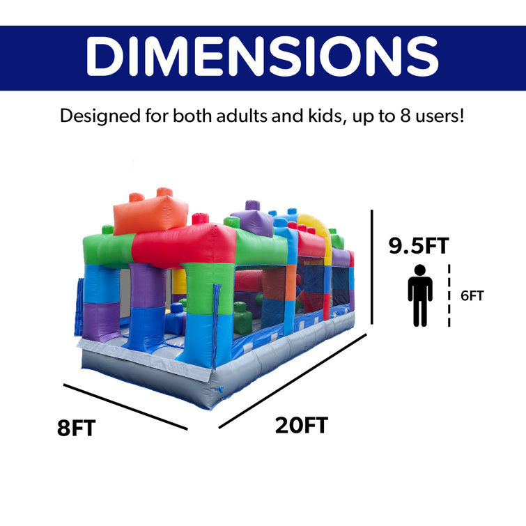Colorful 20' Inflatable PVC Obstacle Course with Slide