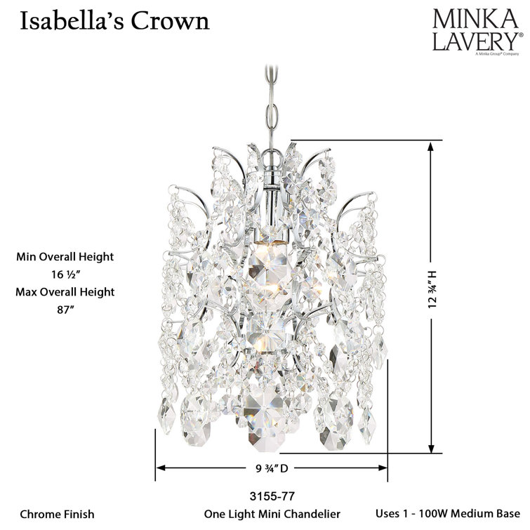 Isabella's Crown Chrome Mini Pendant with Clear Crystal Accents