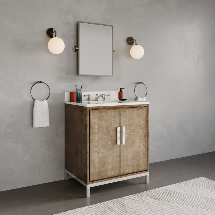 Westin 30" Lustrous Walnut Freestanding Bathroom Vanity with Quartz Top