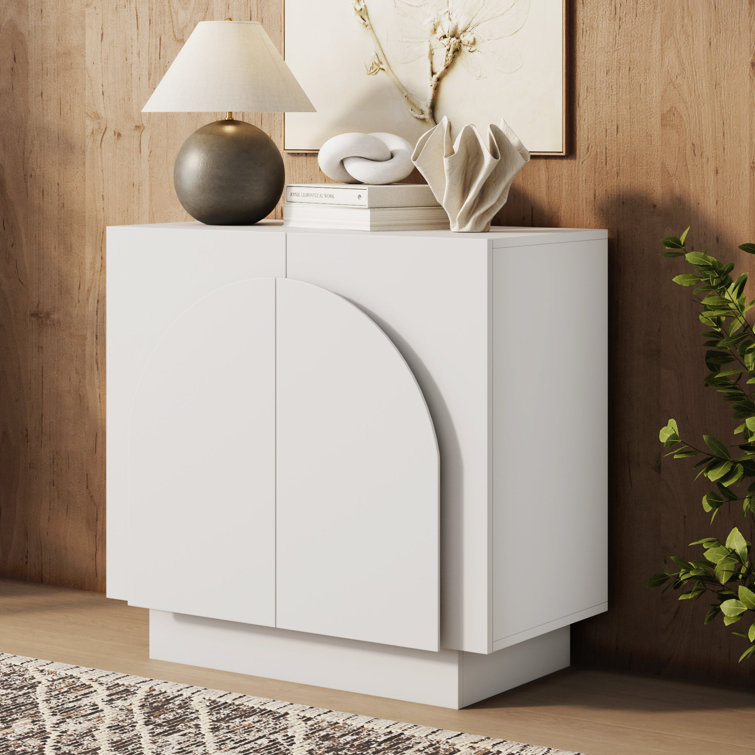 White Mid-Century Modern Freestanding Office Cabinet with Adjustable Shelving