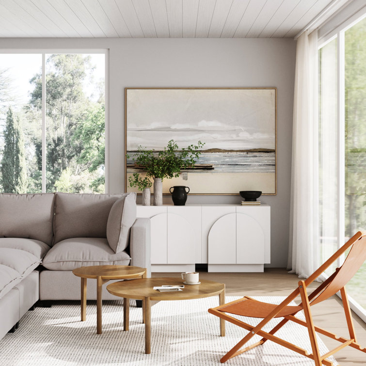 White Mid-Century Modern Freestanding Office Cabinet with Adjustable Shelving