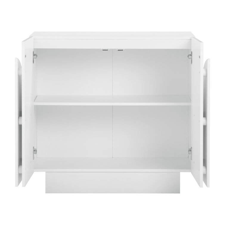 White Mid-Century Modern Freestanding Office Cabinet with Adjustable Shelving