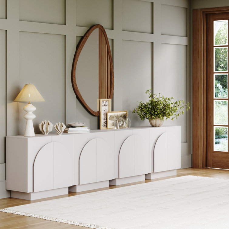 Matte White Solid Wood 4-Piece Accent Cabinet Set with Adjustable Shelving