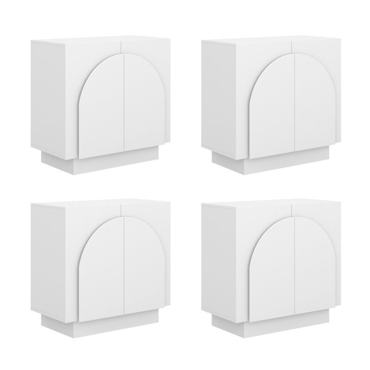 Matte White Solid Wood 4-Piece Accent Cabinet Set with Adjustable Shelving