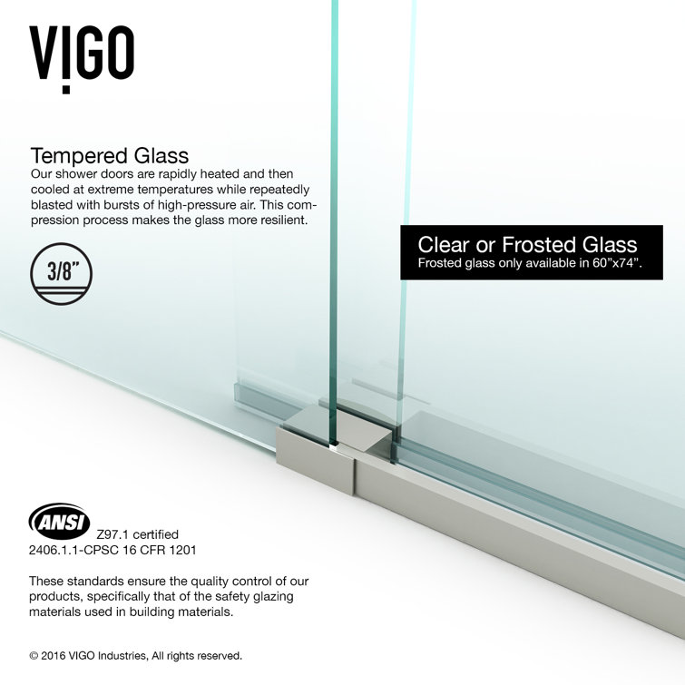 Elan 72" Frameless Sliding Tub Door with Clear Tempered Glass