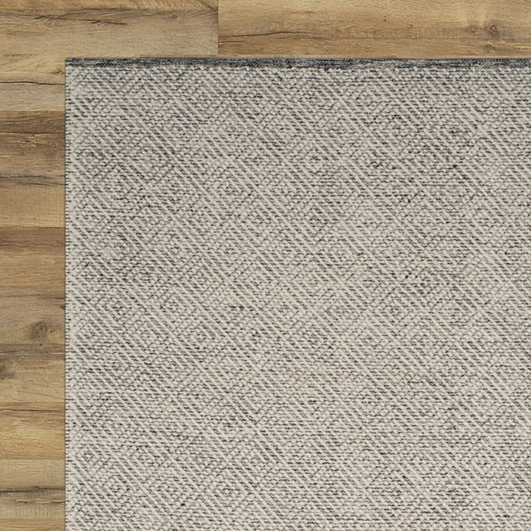Ivory and Light Grey Hand-Tufted Wool Square Rug