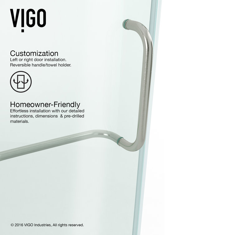 Pirouette 48" Frameless Clear Glass Pivot Shower Door with Black Hardware