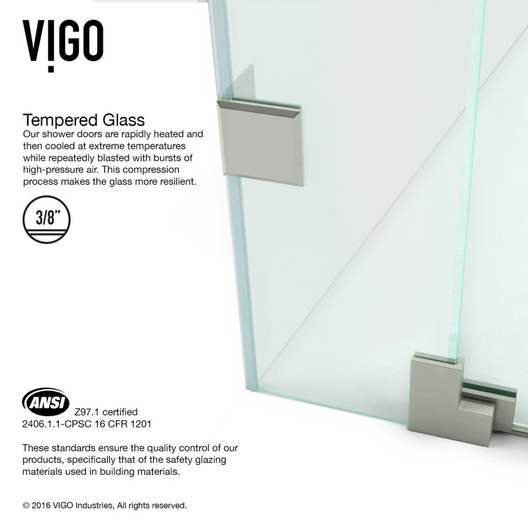 Pirouette 48" Frameless Clear Glass Pivot Shower Door with Black Hardware