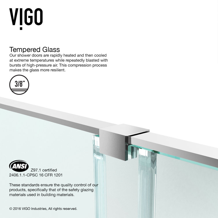 Ryland 60" Frameless Chrome Sliding Shower Door with Clear Glass