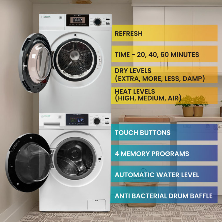 Compact White Electric Stacking Washer and Dryer Set