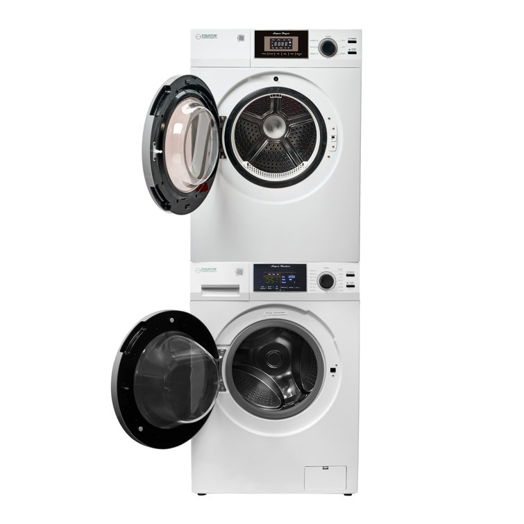 Compact White Electric Stacking Washer and Dryer Set